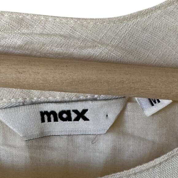 Max Dress Sm/Md Ivory Floral Embroidery Ruffled Short Sleeves Pockets Tiered - Picture 14 of 15